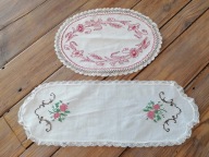 LNIANE NATURALNE FOLKOWE SERWETY HAFT RĘCZNY KORONKA 19x53 i 27x37 nr.45