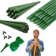 TYCZKA DO POMIDORÓW STALOWA PODPORA PALIK DO ROŚLIN 180cm 10szt + AKCESORIA