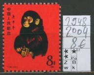Chiny, 1980, Mi 1594(*). Rok małpy. Reprodukcja.