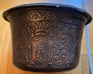 Oryginalny kociołek osmański ceremonialny wykonany z miedzi w XVI-XVIII w.