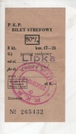 Bilet PKP, Lipka do Złotów, 1946r., -45
