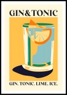 A2 PLAKAT DO KUCHNI JADALNI RESTAURACJI KOKTAJL GIN TONIC TONIK CYTRYNA