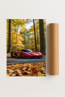 Plakat bez ramy 50x70 cm Koenigsegg Agera w lesie – auto, natura, dekoracja