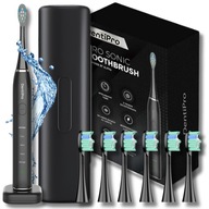 SZCZOTECZKA ELEKTRYCZNA SONICZNA DO ZĘBÓW + etui + 6 końcówek CZARNA ZESTAW