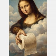 Mona Lisa podaje papier toaletowy z chmur obraz na płótnie 58x85 mem art