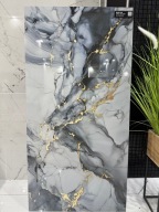 Gres polerowany Gold Marble 120x60–marmur ze złotymi żyłami, połysk premium