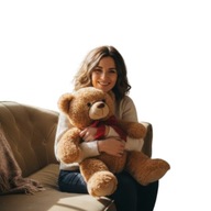 DUŻY MIŚ PLUSZOWY PREZENT NA WALENTYNKI Z SERCEM NAPISEM I LOVE YOU