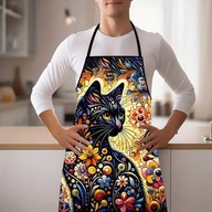 Fartuch kuchenny fartuszek koty uroczy kolorowy anime prezent lniany tkany