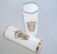 2 SZKLANKI Z MONOGRAMEM W BIAŁE ZE ZŁOCENIEM