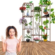 DREWNIANY KWIETNIK STOJAK NA KWIATY 10 PÓŁEK WYSOKI 120CM GALAXIA MOCNY