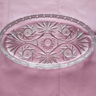 Patera szklana owalna ze szkła kryształowego PRL