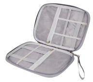 Etui na akcesoria multimedialne zamykane na zamek przegródki szary 25x20cm