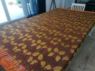 TKANY DWUSTRONNY KILIM ŻAKARDOWA NARZUTA WZORY ART-DECO LIŚCIE 153 x 225 KZ