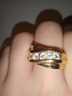 Pierścionek z 5 diamentami brylantami 1ct, złoto 585, solidny, masywny