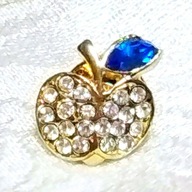 PRZYPINKA BROSZKA JABŁKO CYRKONIE VINTAGE UNIKAT danish design