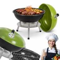 GRILL WĘGLOWY PRZENOŚNY TURYSTYCZNY OGRODOWY MAŁY OKRĄGŁY Z POKRYWĄ