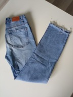 Bershka CROPPED - Jeansy Straight spodnie r S pas 66-70cm