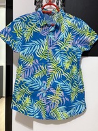 5 Koszula hawajska Primark niebieska kolorowe liście bawełna 164 cm 13 lat
