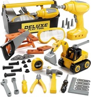 ZESTAW NARZĘDZI DLA DZIECI SKRZYNKA WIERTARKA KOPARKA WARSZTAT MONTESSORI