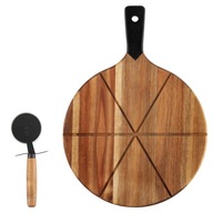 Zestaw do podawania pizzy drewniana deska + nóż przybory Maku Kitchen Life
