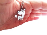 Brelok Breloczek Srebrny Pies Piesek Stal Chirurgiczna Nierdzewna