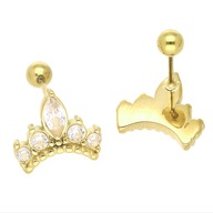 65292 Kolczyki złota stal chirurgiczna piercing kryształowa korona
