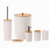 ZESTAW ŁAZIENKOWY 6 ELEMENTÓW KOMPLET DO WC ŁAZIENKI BIAŁY OKRĄGŁY