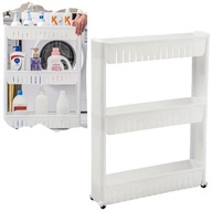 MOBILNA SZAFKA DO ŁAZIENKI KUCHNI PRALNI WĄSKA SZARA REGAŁ NA KÓŁKACH PÓŁKA