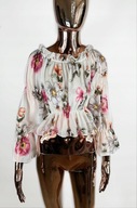 BLUZKA SZYFONOWA SZYFON PLISA PLISOWANA W KWIATKI FALBANKI FALBANY VINTAGE