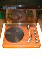 WG-417 gramofon stereofoniczny drewno ciemne białe napisy Unitra Fonica