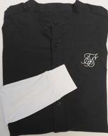 Z402_SIK" CZARNA KOSZULA/BIAŁE RĘKAWY/BAWEŁNA r S/M