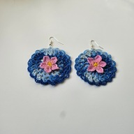 Kolczyki rękodzieło na szydełku kwiat