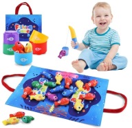 GRA ZABAWKA ŁOWIENIE RYBEK MONTESSORI DLA DZIECI ZABAWKA EDUKACYJNA PREZENT