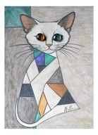 Obraz Akwarela Akryl Kot