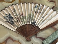 PIĘKNY WACHLARZ RĘCZNIE MALOWANY JAPONIA