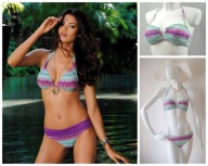 Bikini JETTE 38B M 75B bandeau strój kąpielowy print kostium wzory