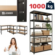 REGAŁ MAGAZYNOWY CZARNY LEGGER METALOWY 5 PÓŁEK 1000KG MDF 180X90X40 DOM