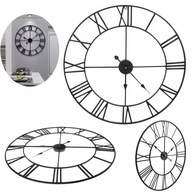 ZEGAR ŚCIENNY DUŻY METALOWY 80 CM CZARNY CICHY MECHANIZM STYLOWY DO SALONU
