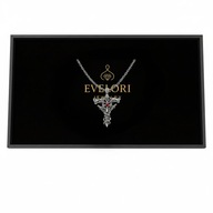 Gotycki Naszyjnik MIECZ KRZYŻ Smok Czerwony Amulet