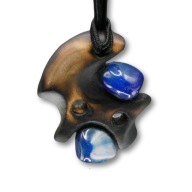 Wisiorek "niebieskie agaty", pirografia, agat, drewno, dla niej, prezent