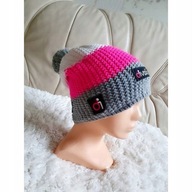 CZAPKA ZIMOWA JESIENNA Z POMPONEM WEŁNY prążkowana gruba casual ombre