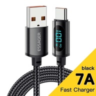 Kabel Ładowania 2m USB-C - USB + Wyświetlacz 100W QC ESSAGER Czarny Przewód