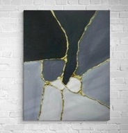 Obraz na płótnie ręcznie malowany akrylami Abstrakcja structuralna 3d 40x30