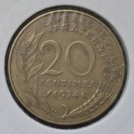 *FRANCJA [0112]*20 centymów CENTIMES 1974 Piąta Republika, Marianna Rośliny