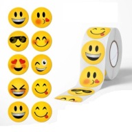 Naklejki Motywacyjne Emotki Buźki Na Rolce Minki 500 szt Dla Dzieci Nagrody