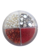 Koraliki cekiny DIY zestaw perełki do tworzenia ozdób biżuterii czerw białe