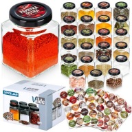 24x Pojemniki NA PRZYPRAWY kuchenne szklane słoiki słoiczki + etykiety