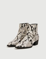 Pull&Bear botki kowbojki wężowy wzór print skóra sztyblety biker kowbojskie