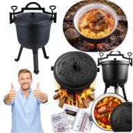GARNEK KOCIOŁEK ŻELIWNY EMALIOWANY MYŚLIWSKI 8l NA OGNISKO GRILL TRWAŁY