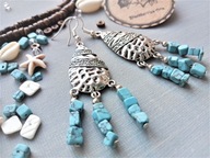 ETNO kolczyki niebieski błękitny howlit srebrne łezki BlackberriesArts